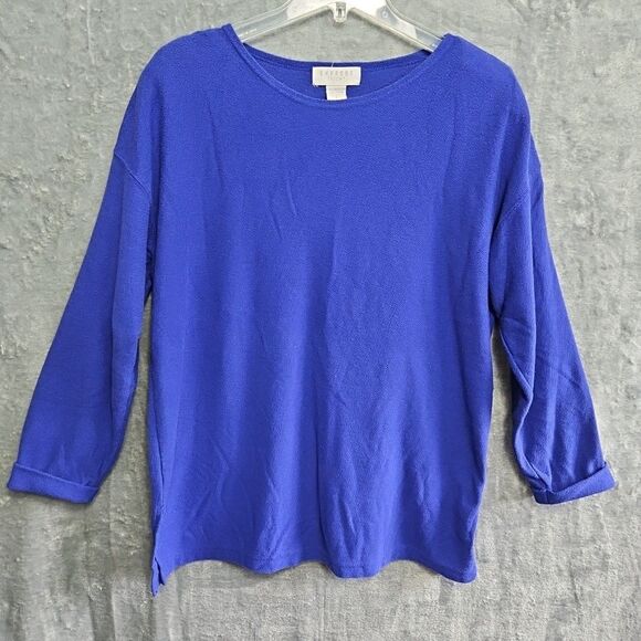 Express tricot Women's sz Lg top Purple Vintage 3/4 sleeve casual - Picture 1 of 9